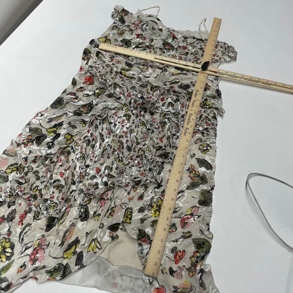 Jason Wu Dress Womens 4 Grey Painterly Cream Floral Printed Midi Tiered Silk - Picture 8 of 16